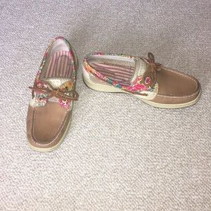 Sperry top sider blue fish floral print